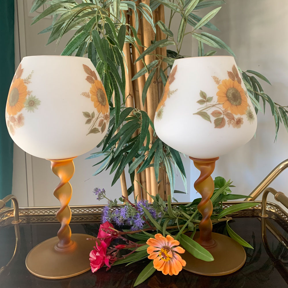 Paire de vases en verre dépoli