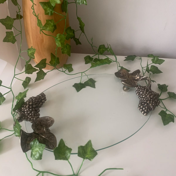 Plateau en verre et métal argenté