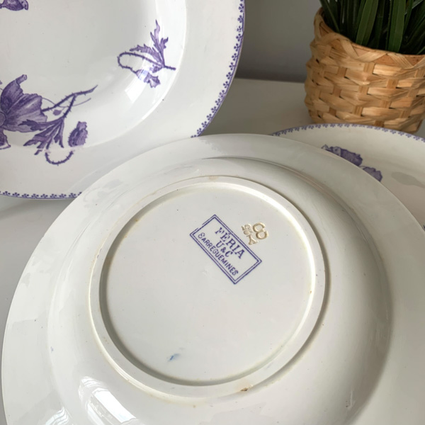 Assiettes creuses U&C Sarreguemines modèle Féria