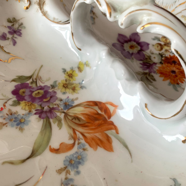 Plat de service double compartiment en porcelaine Royal Saxe Germany